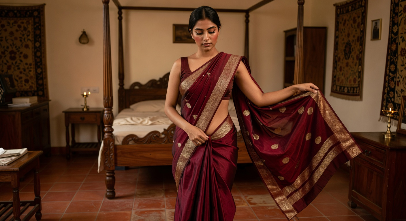 Sexy Desi Babe Undressing — Saree Strip - photo 2