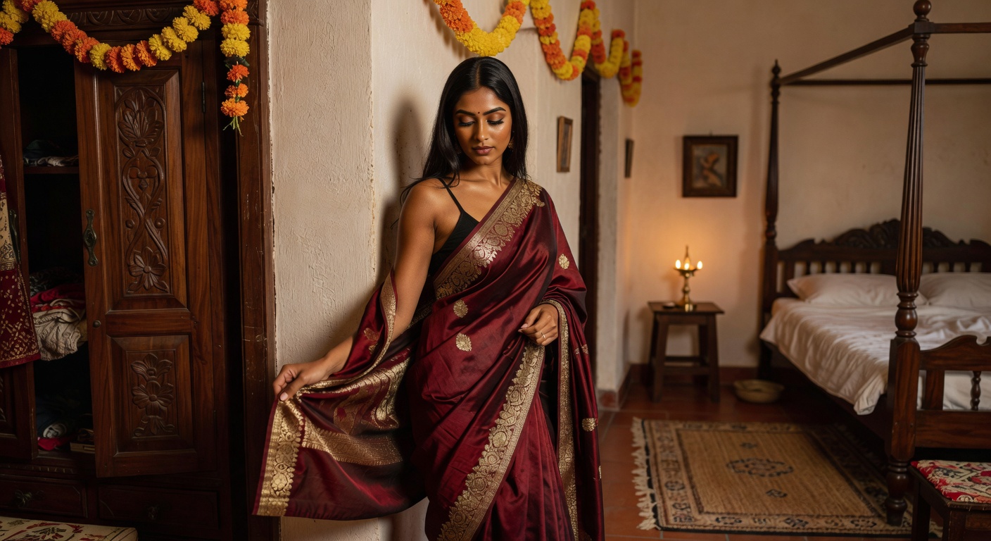 Sexy Desi Babe Undressing — Saree Strip - photo 9