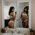 The journey of identity exploration captured in an Indian girl's bathroom mirror reflection.